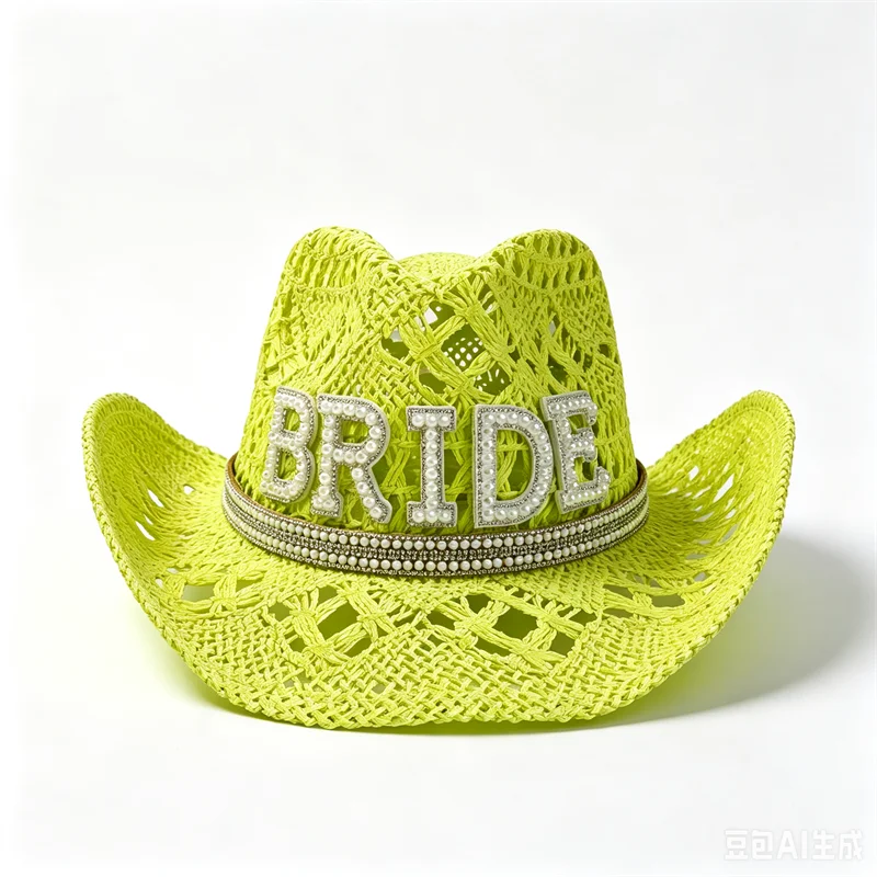 Bridal Malan Flower Style Cowboy Hat All Kinds of Hats for All Seasons Summer Beach Hat Elegant Cowboy Hat Pearl Accessories