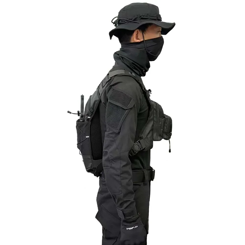 Outdoor tactical chest bag, multi-functional vest, multi-pocket sport cycling backpack, water bag, running vest Saco peito homem