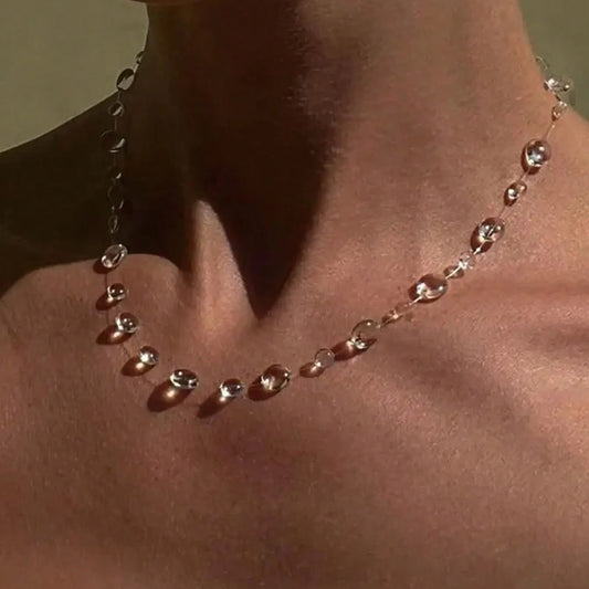 Ins Simulation Water Drop Clear Dewdrop Series Necklace Handmade Glue Dripped Fashion Jewelry Women Niche Gifts Friends