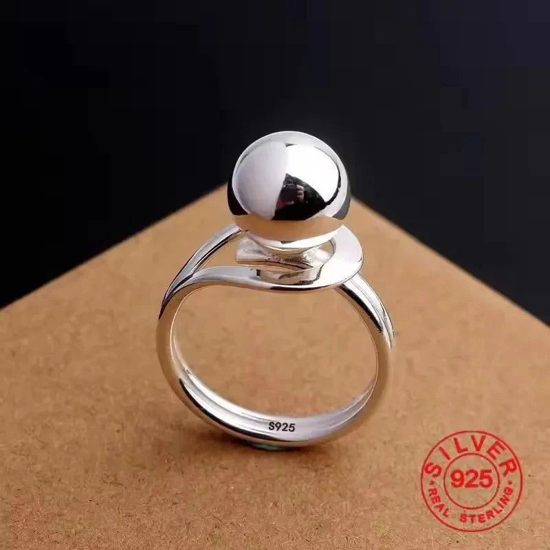 Sam Panda 925 Sterling Silver Rings For Women Men Fine Jewelry Finger Adjustable Open Wing Shape Ring For Party Birthday Gift