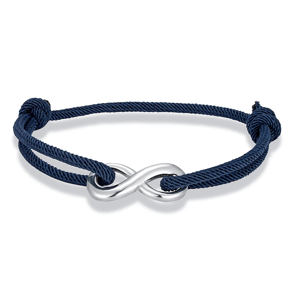 MKENDN Minimalist Stainless Steel Infinity Bracelet for Men Women Adjustable Rope Bracelet Couple Friendship Jewelry Gifts