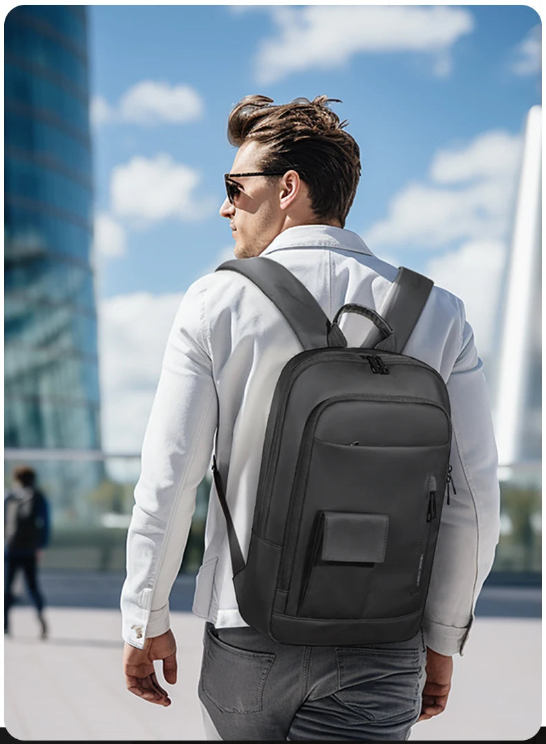Heroic Knight Slim Backpack for Men Multifunction Work Backpack for 15.6' Laptop Bag Waterproof Business Bag College Bag Male