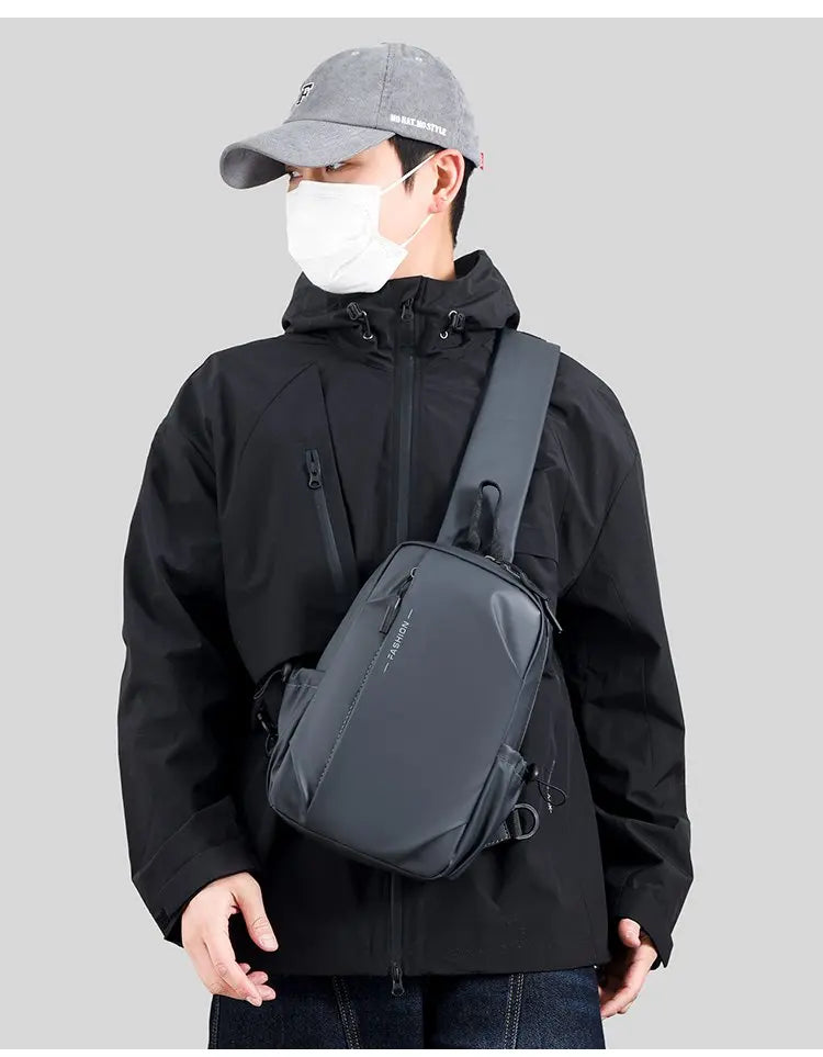 Large Capacity Fashion Waterproof Men's Crossbody Bag Casual Travel Leisure Ladies Single Shoulder Slant Bag Chest Bag
