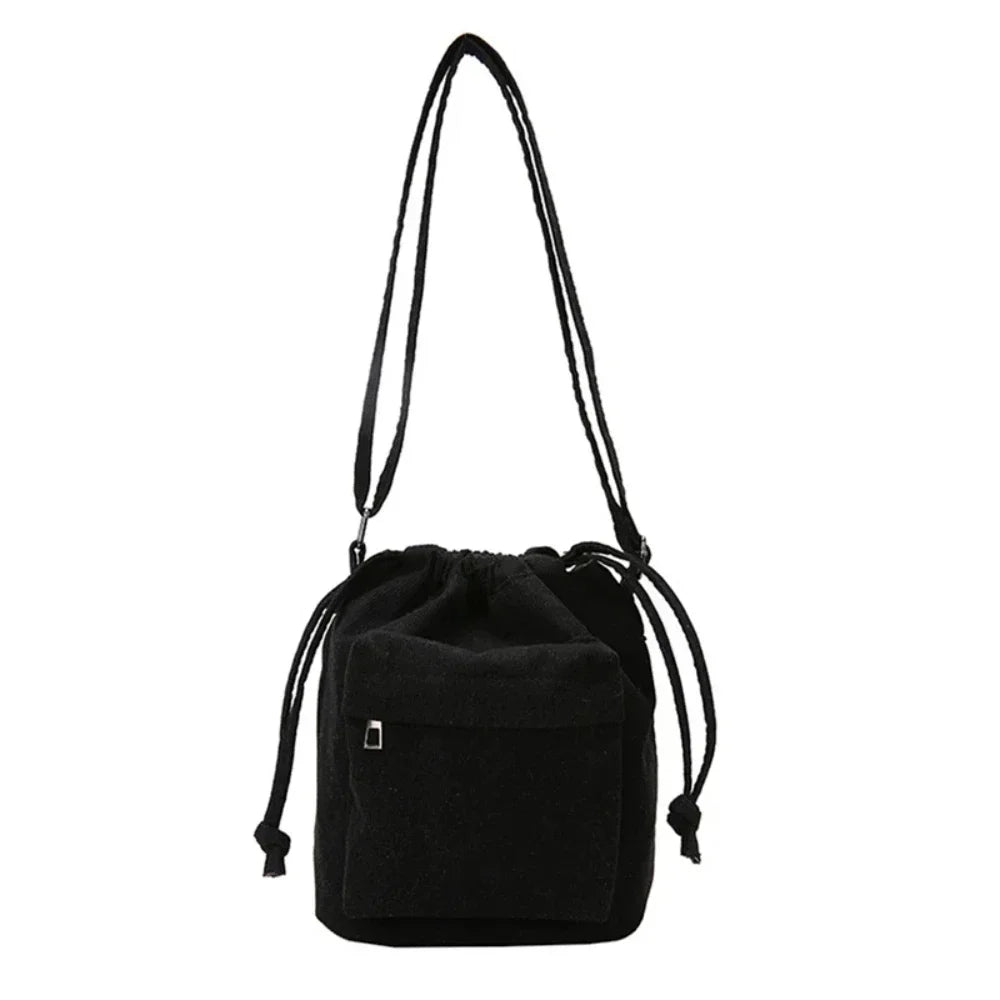 Shoulder Bag New Women Bag Middle Shoulder Bag Korean Style Drawstring Bucket Bag Casual Light Youth Crossbody Bag Whole Sale