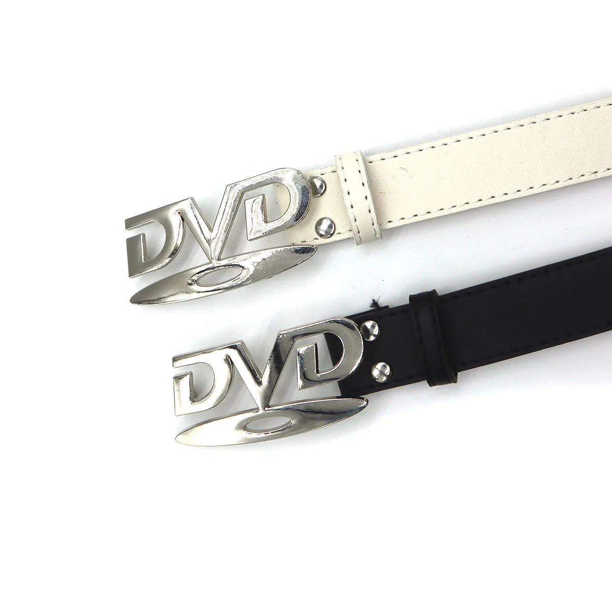 Unisex Nostalgic Design DVD Buckle Belt Men Women Decoration Paired with Jeans Waist Straps Belt Versatile Design Sense Belt