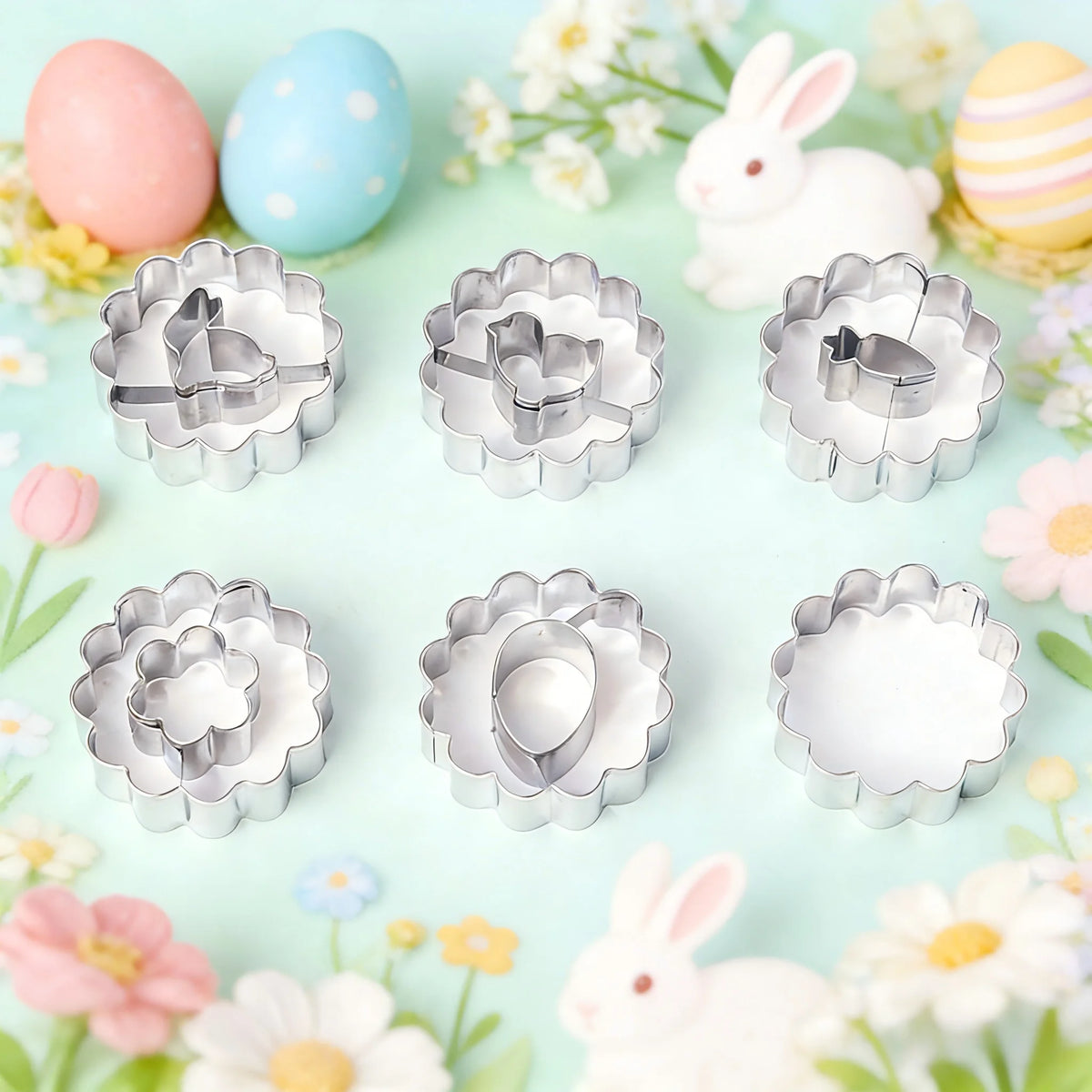 9PCS Jam Cookie Cutter Set Food Grade Moon Star Heart Flower Easy Clean Molds for Fondant Biscuit Pastry Home Baking