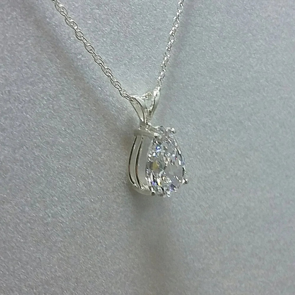 Classic Luxury High Quality 5A Zircon Teardrop-shaped Pendant Necklace for Women Bride Wedding Engagement Jewelry Accessory Gift