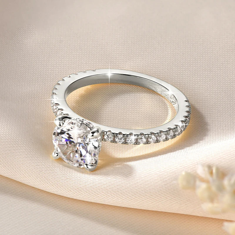 IOGOU Classic 8mm 2.0CT D Moissanite Ring 14k Gold Filled Engagement Wedding Rings for Women Finger Jewelry with GRA Certificate