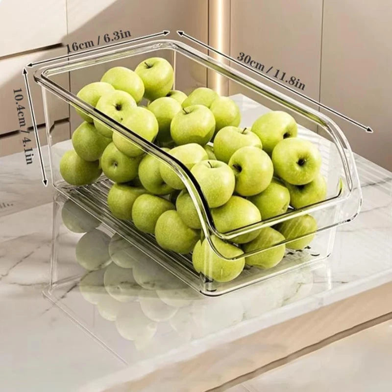 Refrigerator Organizer Bins - Clear Plastic Container Drawer for Egg Vegetable Fruit Snack Drink Food, Organization Storage