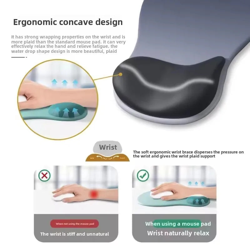 Comfortable Mouse Pad with Gel Wrist Rest Ergonomic Mouse Pad for Pain Relief Smooth Wrist Support Surface and Non-Slip PU Base