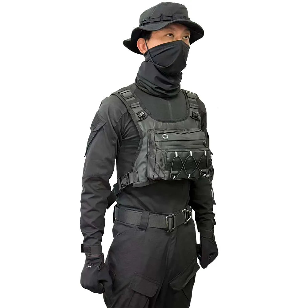 Outdoor tactical chest bag, multi-functional vest, multi-pocket sport cycling backpack, water bag, running vest Saco peito homem