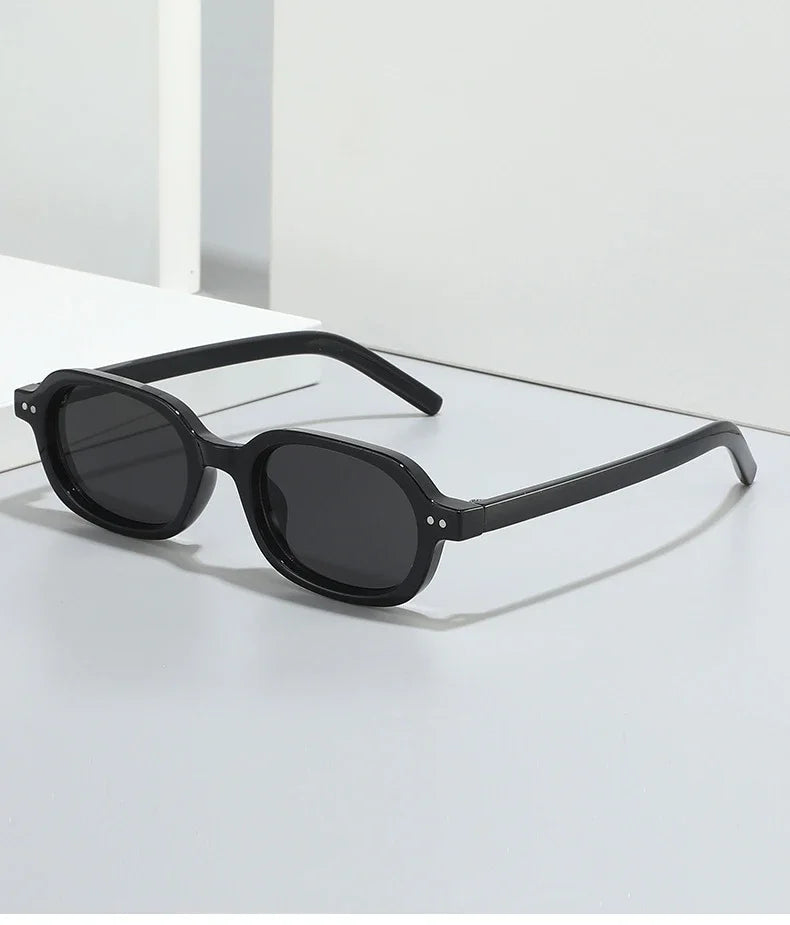 SO&EI Retro Small Oval Sunglasses Women Shades UV400 Fashion Rivets Men Jelly Color Gradient Punk Sun Glasses