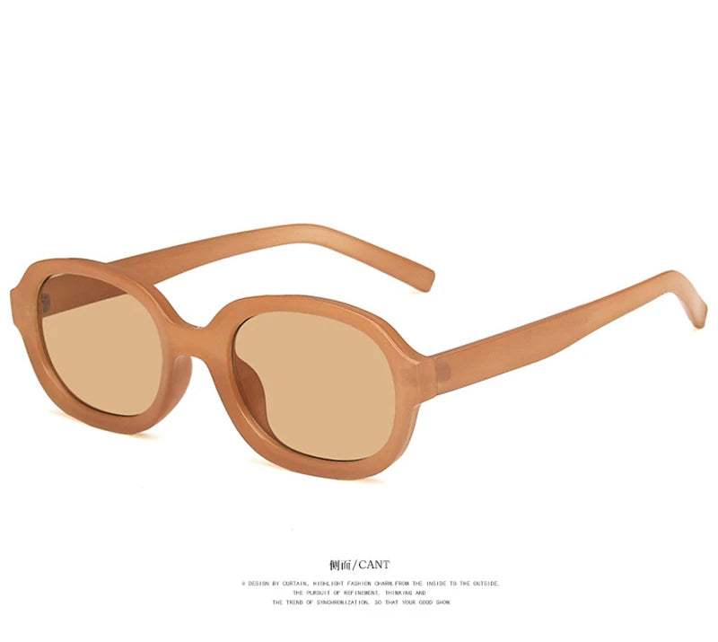 Oval Concave Vintage Sunglasses Women Fashion Design Retro Brand Sun Glasses Female Hip Hop Vintage Round Designer Oculos De Sol