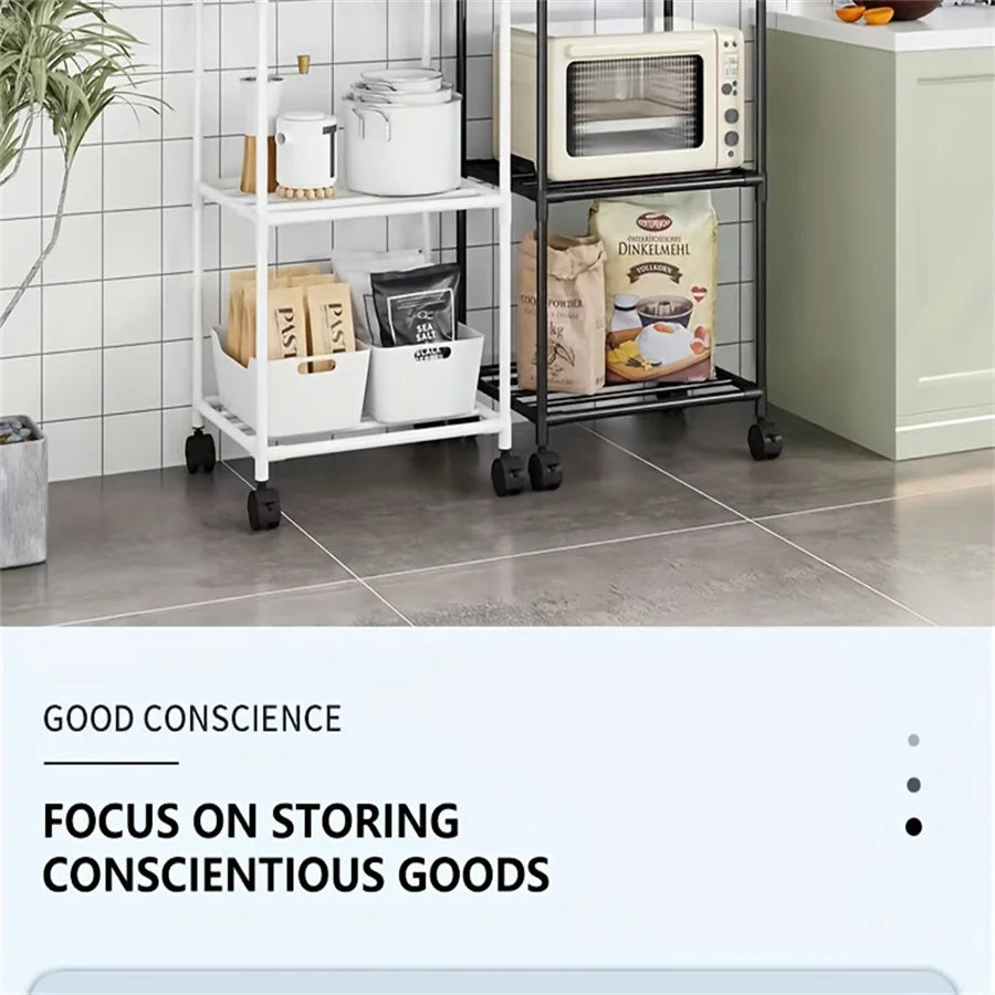 Multi-Layer Kitchen Rack Floor To Floor Storage Rack Household Microwave Stove Shelves Multi Scene Tool Pot Rack Kitchen Storage