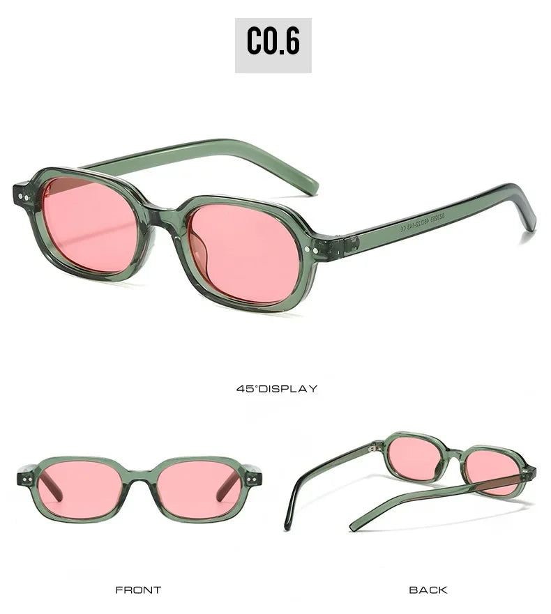 SO&EI Retro Small Oval Sunglasses Women Shades UV400 Fashion Rivets Men Jelly Color Gradient Punk Sun Glasses