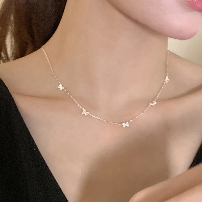 New 925 Sterling Silver Butterfly Necklace Personality Charm Animal Shape Woman Earrings Birthday Party Gift Exquisite Jewelry