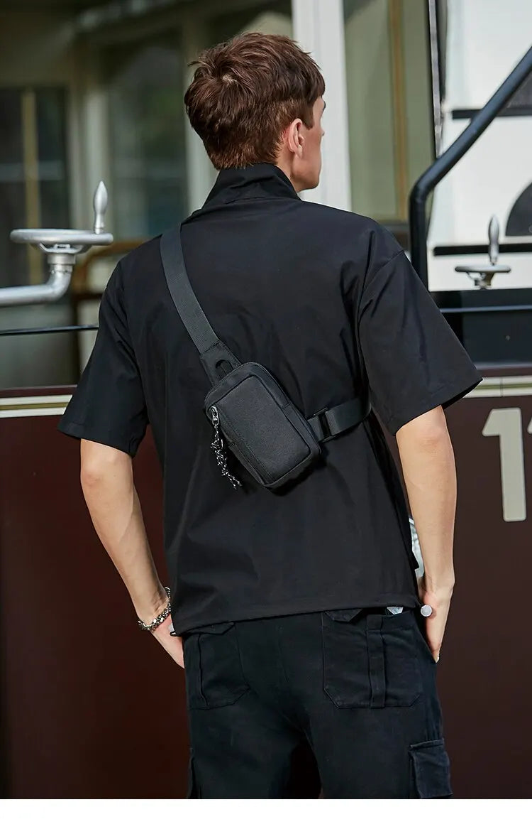 Crossbody Bag Men's Trendy Brand Japanese Street Trend Sports Mini Chest Bag Ins Men's Diagonal Shoulder Bag Simple Cross Bag