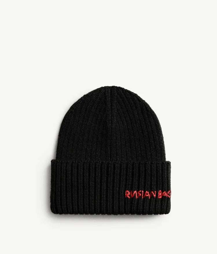 Winter Wool Knit Beanie Hat for Men and Women Thick Warm Embroidered Letter Knitted Cap Unisex Fashion Cold Weather Hat