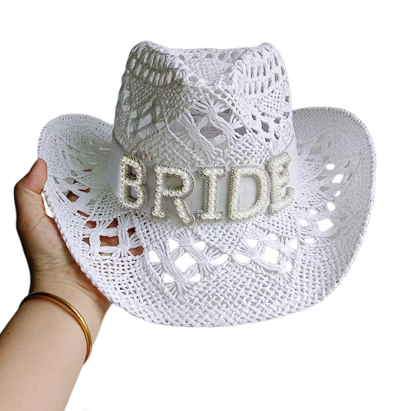 Bridal Malan Flower Style Cowboy Hat All Kinds of Hats for All Seasons Summer Beach Hat Elegant Cowboy Hat Pearl Accessories