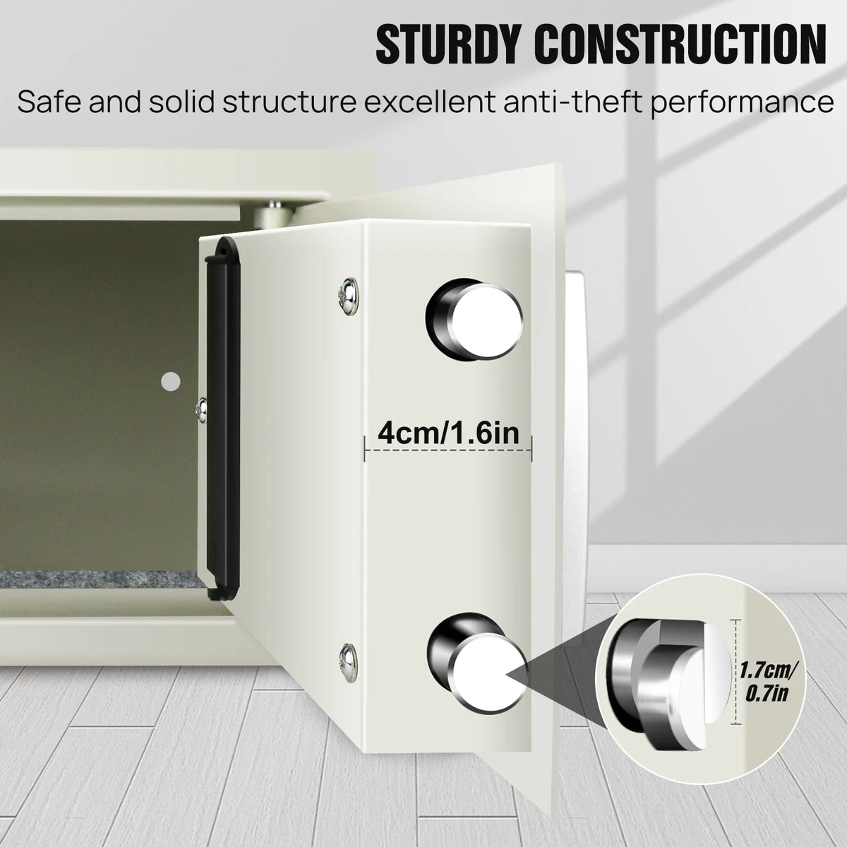 Safe Box Digital Security Steel Case with Electronic Password & Key for Home,Office (4.6/8.5/16L,Black/Grey/White)