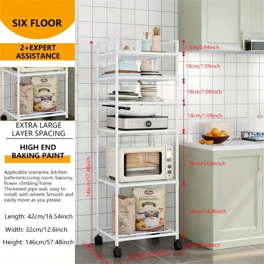 Multi-Layer Kitchen Rack Floor To Floor Storage Rack Household Microwave Stove Shelves Multi Scene Tool Pot Rack Kitchen Storage