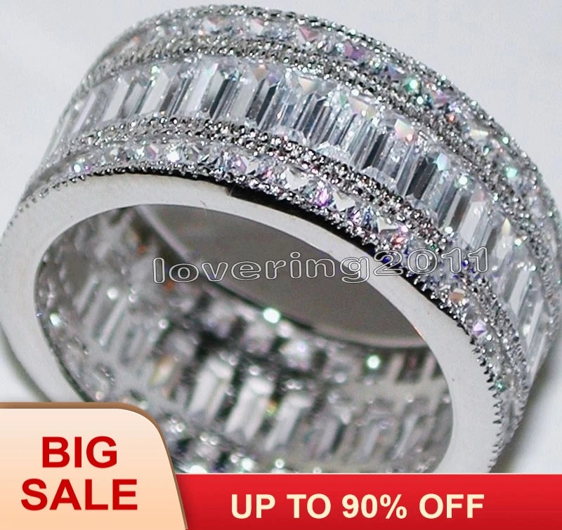 Luxury Lab Diamond Engagement Ring 14K White Gold Wedding Band Rings for Women Men Jewelry