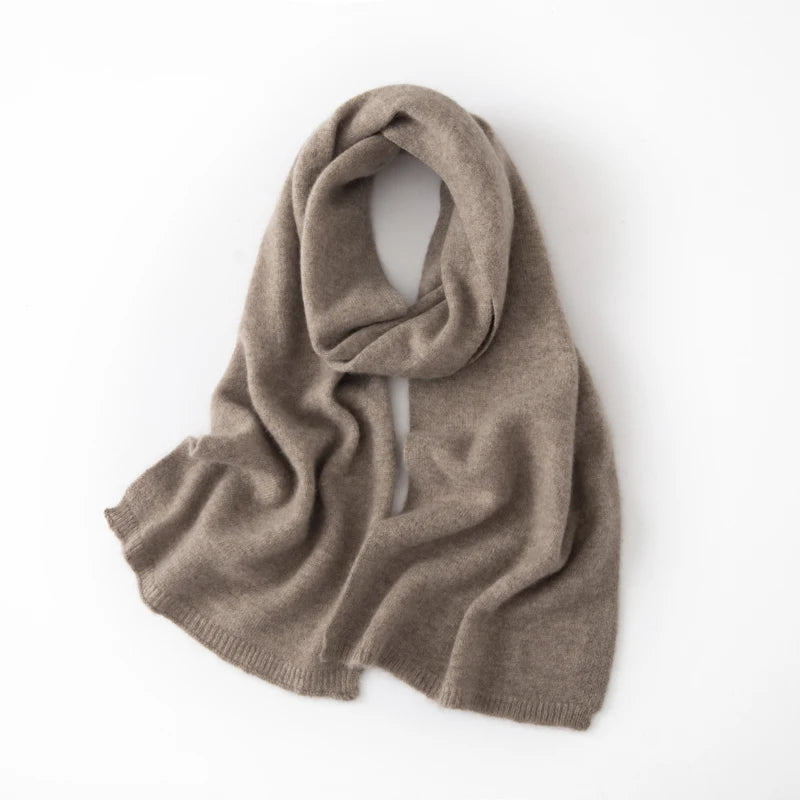 Soft 100% Cashmere Scarf for Autumn and Winter, Women's Knitted Warm Neck Protection Scarf 160*25CM