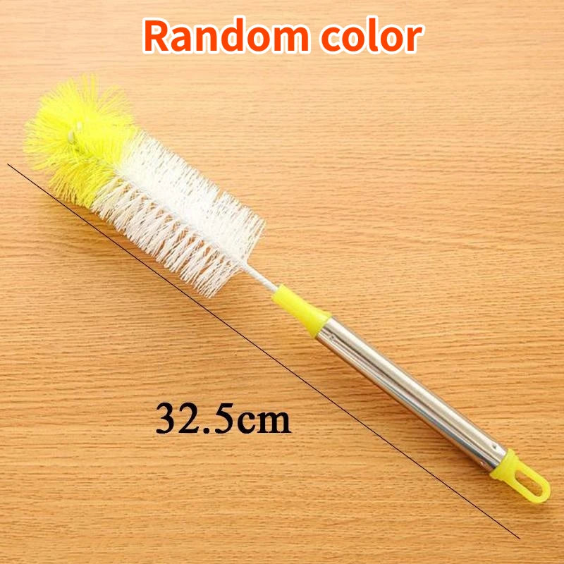 Round Head Bendable Long Handle Cup Brushes Bottle Brush Cleaning Brush Home Kitchen Gadget Random Color