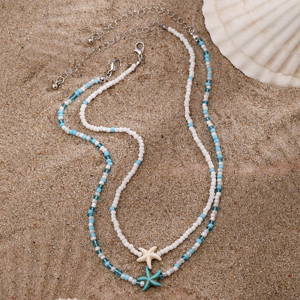 Layered Small Seed Beads Chains with Starfish Turtle Choker Necklace for Women Trendy Collar on Neck 2023 Fashion Jewelry Female