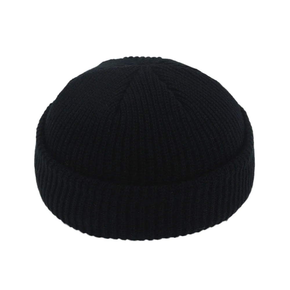 Beanie Knit Hats Fashion Men Boy Skullcap Sailor Caps Cuffs Retro Navy Short Hat Solid Color Unisex Winter Warm Cap Roll-up Edge