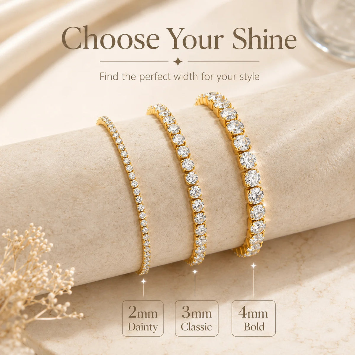 Cubic Zirconia Tennis Anklet for Women Stainless Steel 18K Gold Plated CZ Foot Chain Layering Summer No Tarnish Waterproof