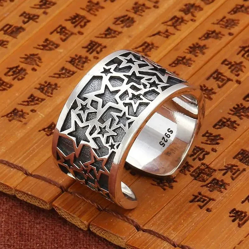 Sam Panda 925 Sterling Silver Rings For Women Men Fine Jewelry Finger Adjustable Open Wing Shape Ring For Party Birthday Gift