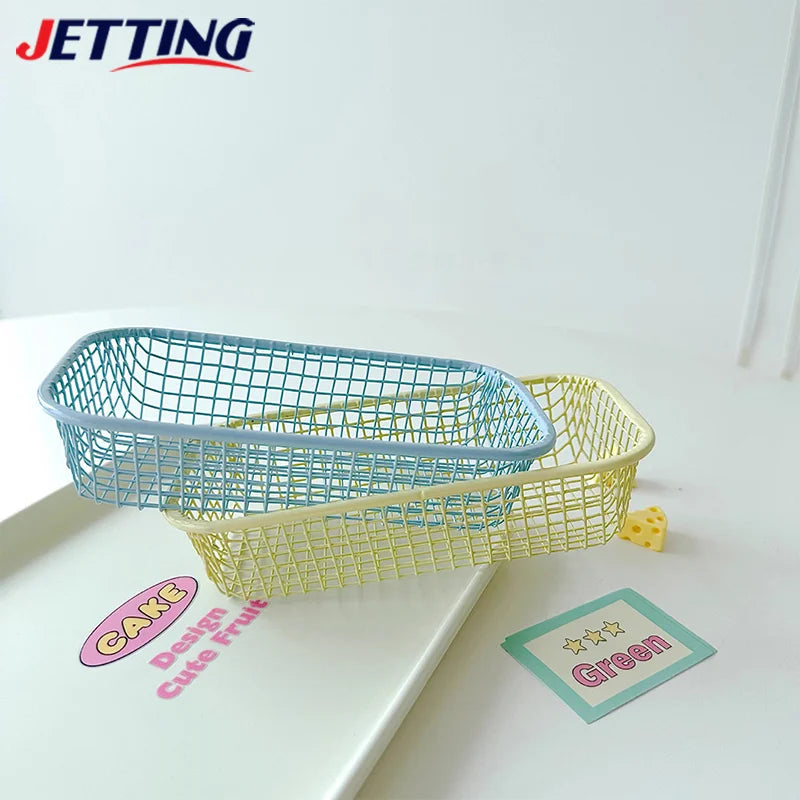 Desktop Storage Basket INS Metal Sundries Organizer Basket Photocard Case Office Stationery Home Supplies Make Up Sorting Holder