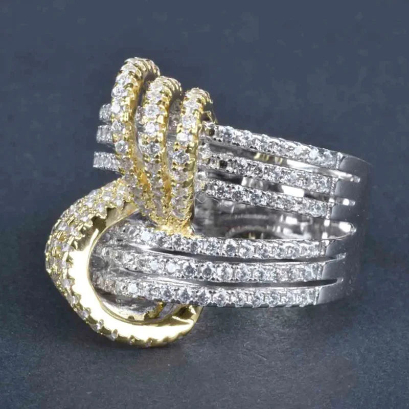 CAOSHI Luxury Cubic Zirconia Gold Color/Silver Color Ring Finger Newly Designed Wedding Accessories for Women Statement Jewelry