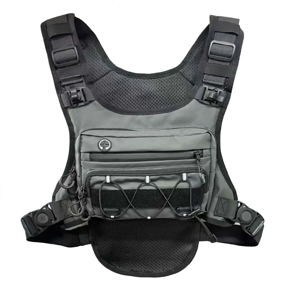 Outdoor tactical chest bag, multi-functional vest, multi-pocket sport cycling backpack, water bag, running vest Saco peito homem