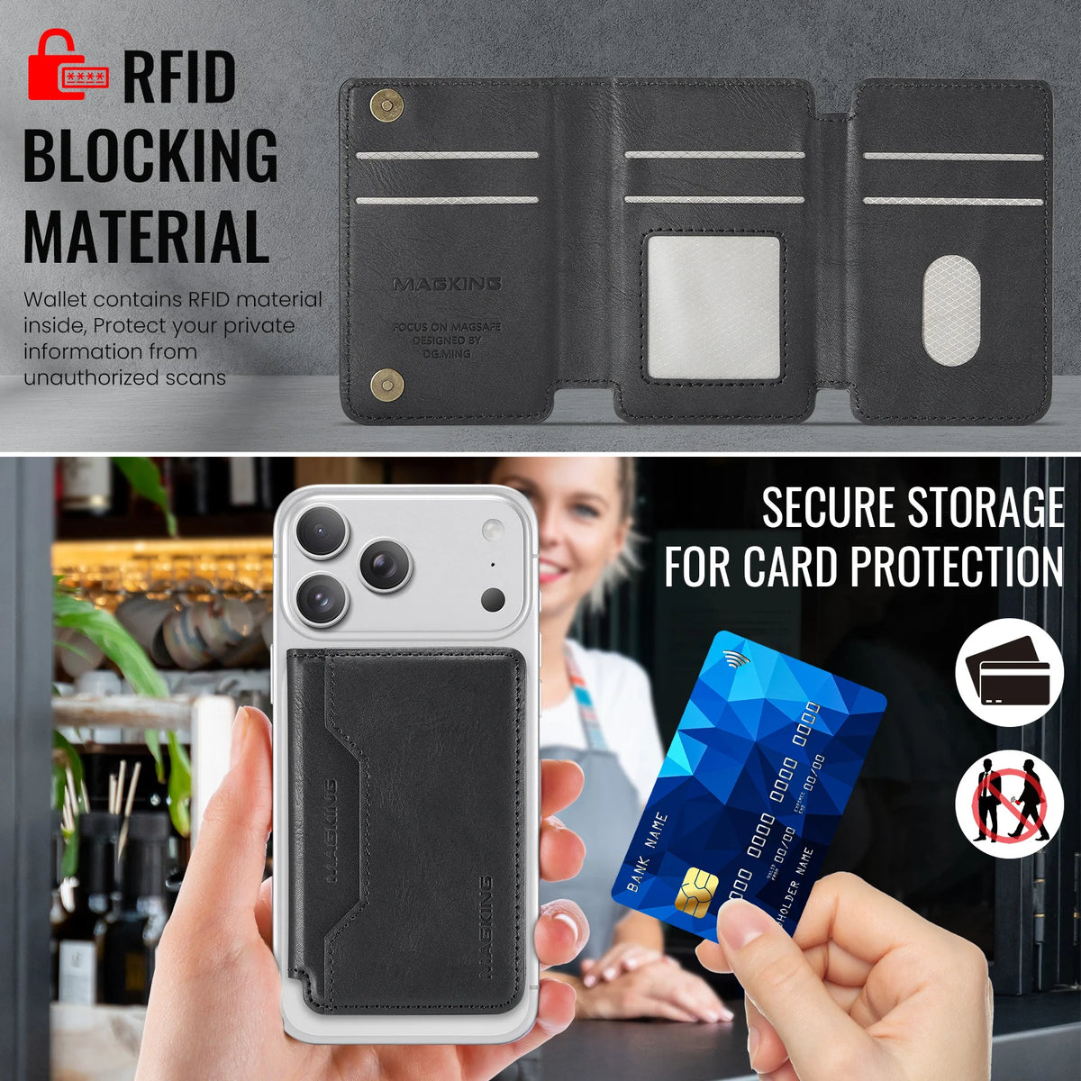 MagSafe Wallet RFID Blocking Magnetic Card Holder