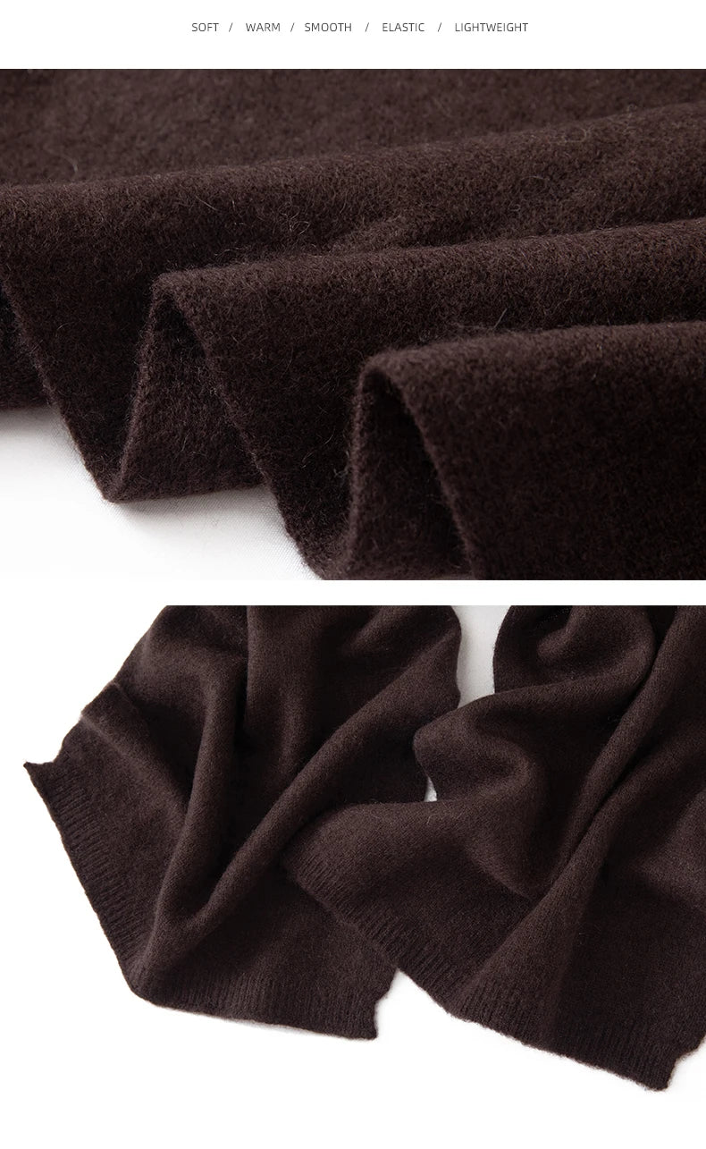 Soft 100% Cashmere Scarf for Autumn and Winter, Women's Knitted Warm Neck Protection Scarf 160*25CM
