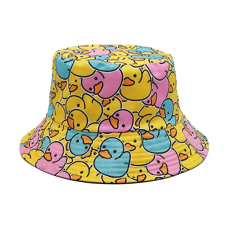 Duck Print Panama Summer Sunscreen Sun Hat Women Men Suitable for Daily Wear Bucket Hats Travel Fashion Decorate Fisherman Hats