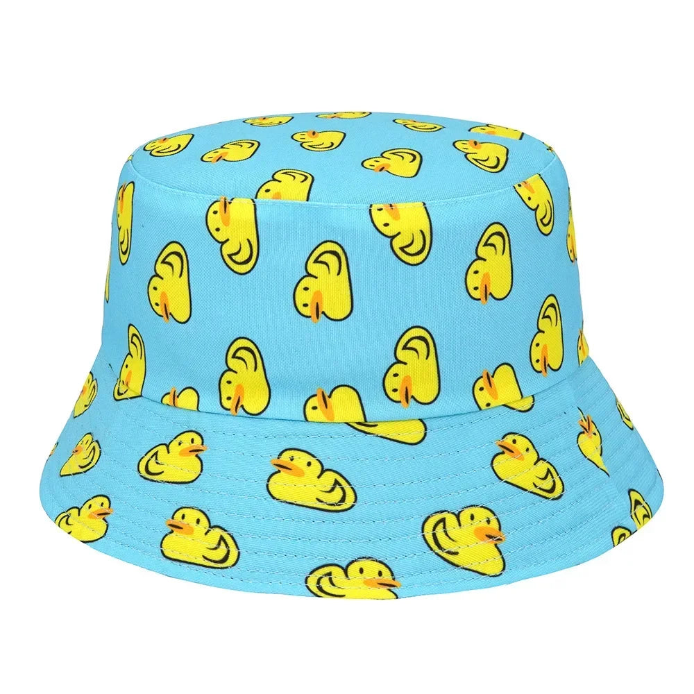 Duck Print Panama Summer Sunscreen Sun Hat Women Men Suitable for Daily Wear Bucket Hats Travel Fashion Decorate Fisherman Hats