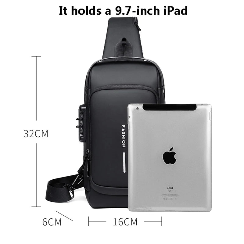 Men Multifunction Anti Theft USB Shoulder Bag Man Crossbody Cross Body Travel Sling Chest Bags Pack Messenger Pack