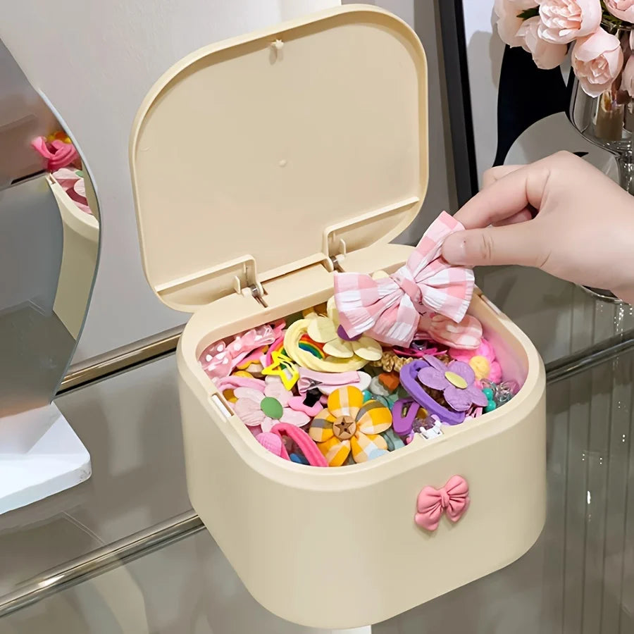 Hair Accessories Organizer for Girls, Hair Tie Organizer for Headband, Bows, Swab Organization, Storage Box Bathroom Containers