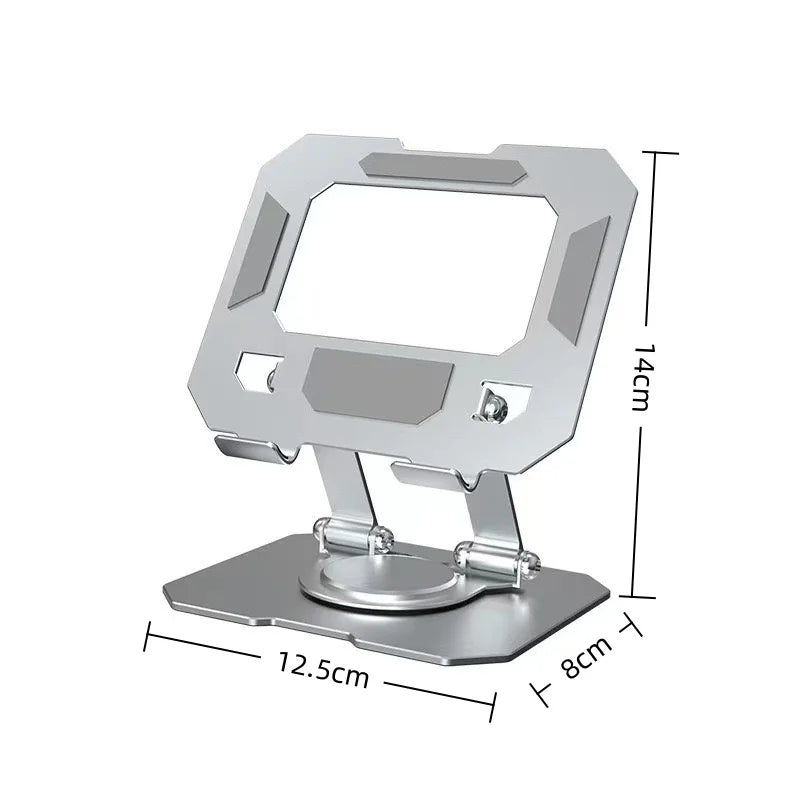 All-Metal Foldable 360° Rotatable Desktop Stand for Tablet & Phone, Hollow-Out Heat Dissipation Tablet Support Bracket