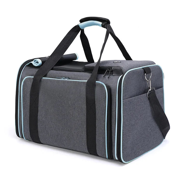 Cat Bag Foldable Large Capacity Cat Outdoor Car Expansion Portable Pet Handbag Breathable Diagonal Cross Bag for Cats and Dogs