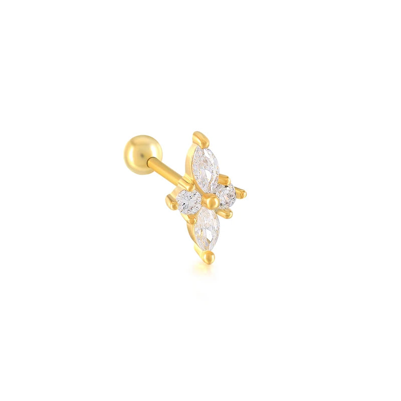 CANNER Pendientes Plata 925 Piercing Stud Earrings For Women Cubic Zirconia 925 Sterling Silver Cartilage Earring Jewerly 1pc