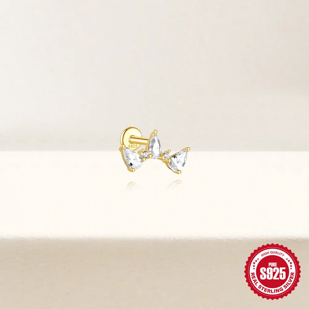 CANNER Pendientes Plata 925 Piercing Stud Earrings For Women Cubic Zirconia 925 Sterling Silver Cartilage Earring Jewerly 1pc
