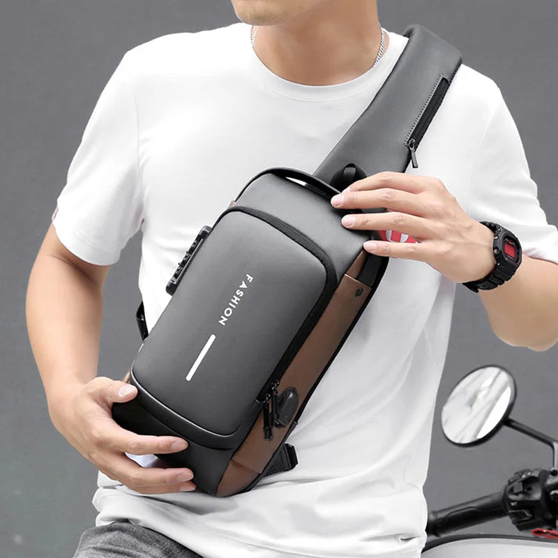Men Multifunction Anti Theft USB Shoulder Bag Man Crossbody Cross Body Travel Sling Chest Bags Pack Messenger Pack