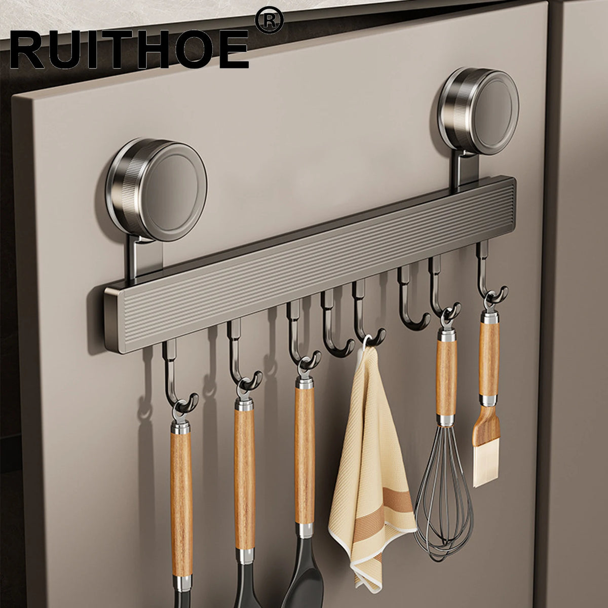 Multi-Purpose Suction Cup Hooks 6/8/10 Aluminum Bathroom Towel Rack Strong Load-Bearing White Grey Kitchen Storage Hook
