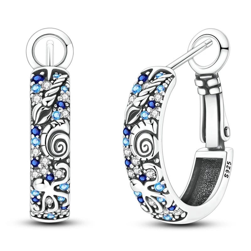 Original 925 Sterling Silver Women Hoop Earrings High Quality Shine Zircon U Shaped Classic Style Earring For Women Jewelry Gift