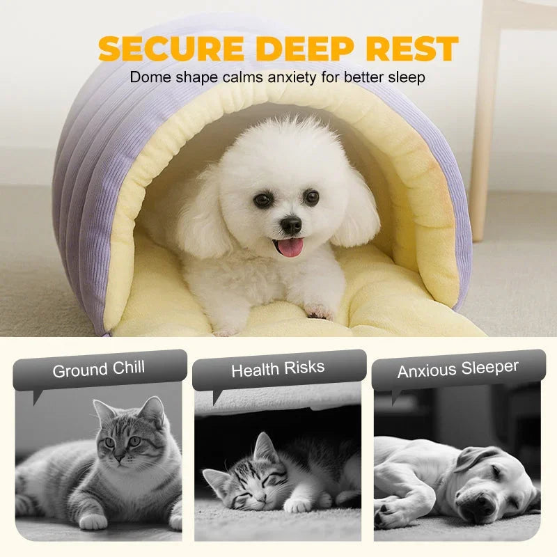 Plush Cat Bed Warm Pet House Thickening Warmth Comfort Soft Winter Kittens Sleeping Beds Cat Cave For Pet Warmth Pet Supplies