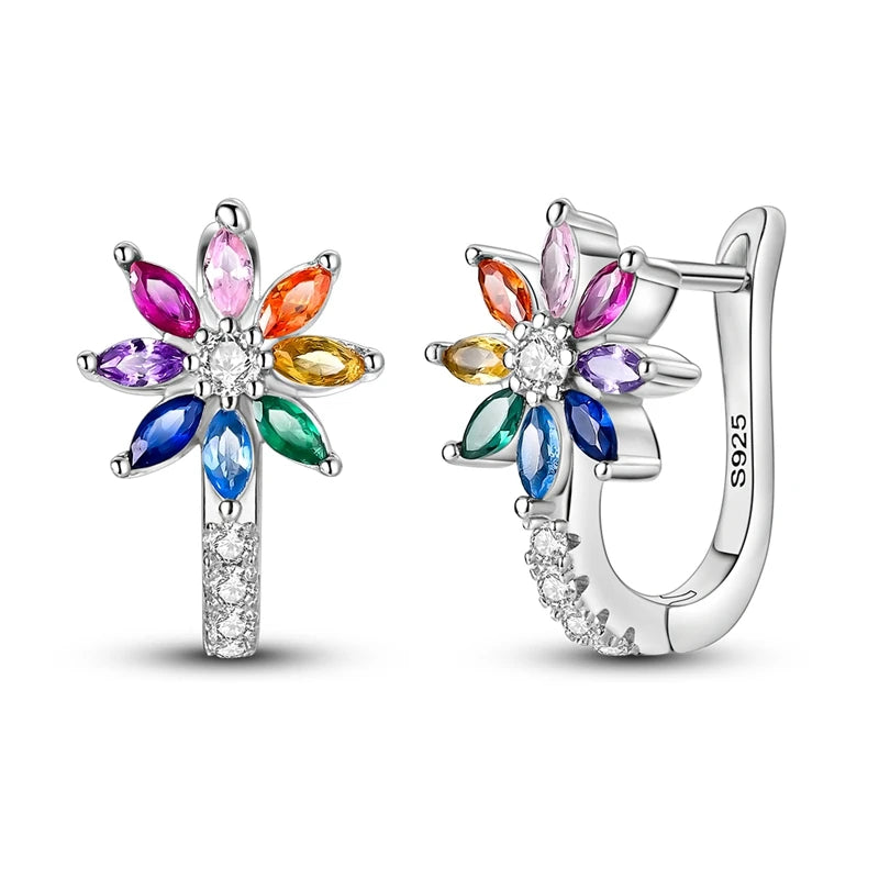 Original 925 Sterling Silver Women Hoop Earrings High Quality Shine Zircon U Shaped Classic Style Earring For Women Jewelry Gift